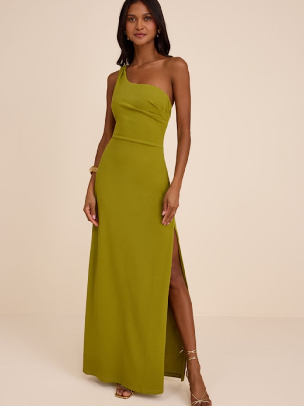 Lulus Maevyn Chartreuse Cowl Back Column Maxi Dress Green - Size XXL